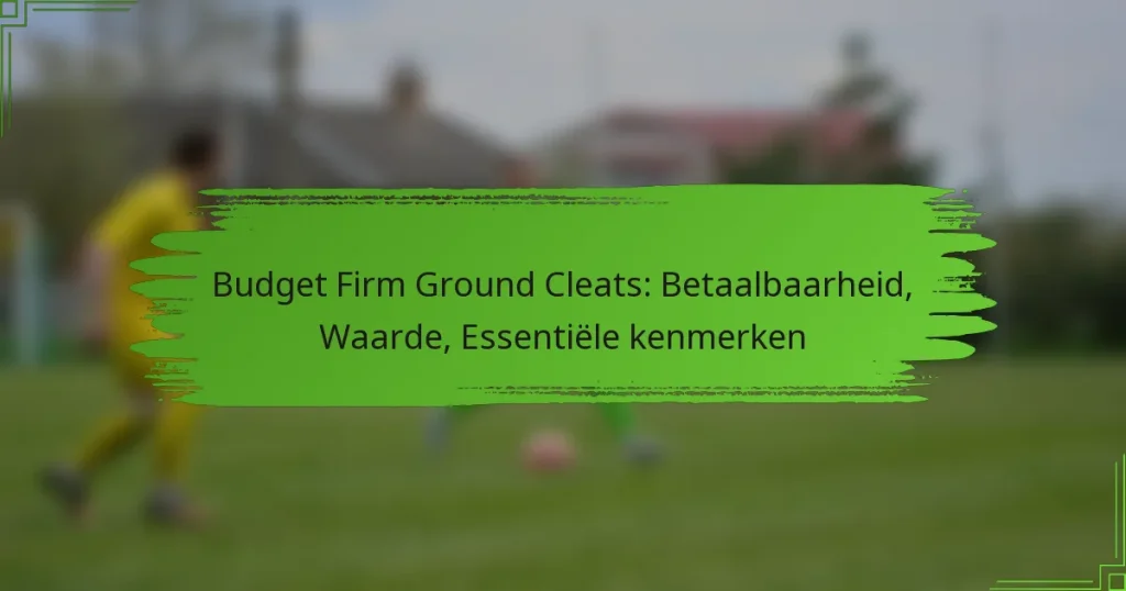 Budget Firm Ground Cleats: Betaalbaarheid, Waarde, Essentiële kenmerken