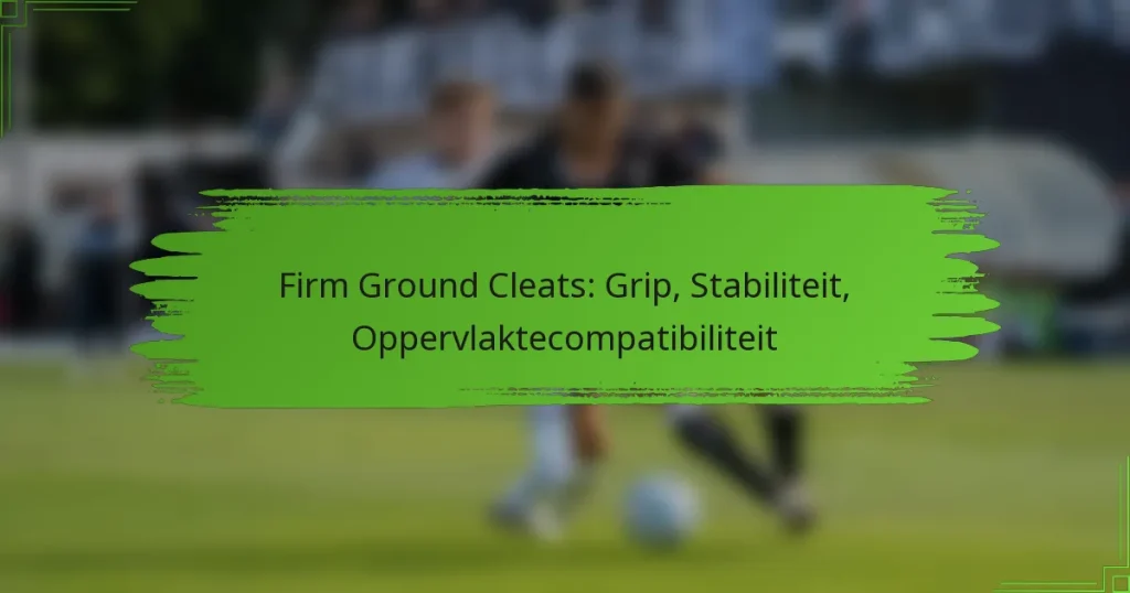 Firm Ground Cleats: Grip, Stabiliteit, Oppervlaktecompatibiliteit