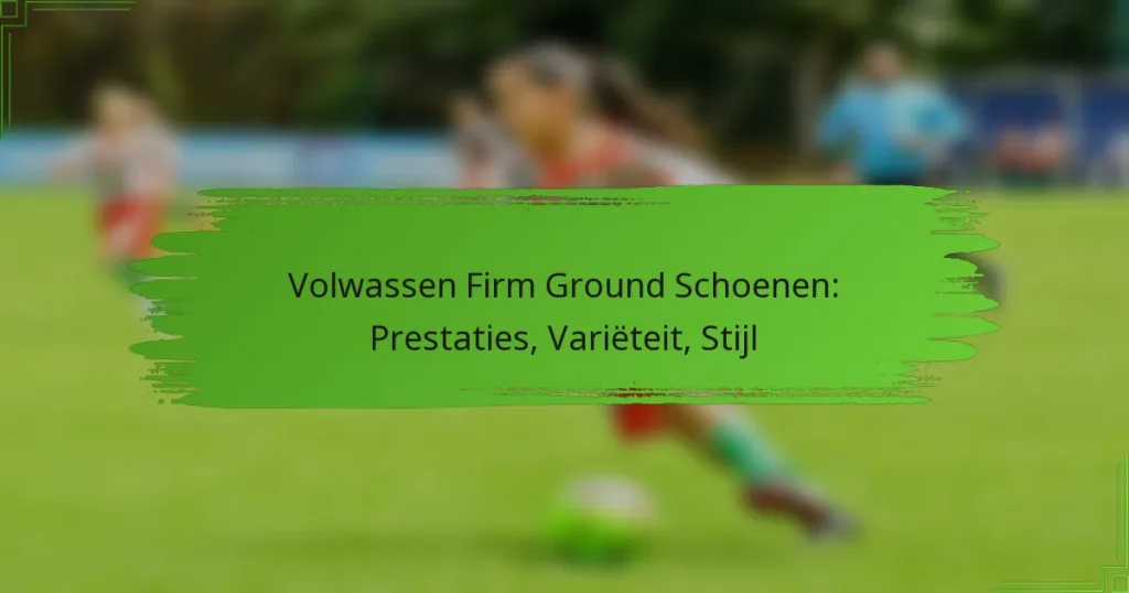 Volwassen Firm Ground Schoenen: Prestaties, Variëteit, Stijl