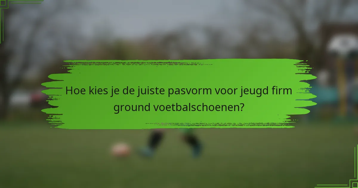 Hoe kies je de juiste pasvorm voor jeugd firm ground voetbalschoenen?