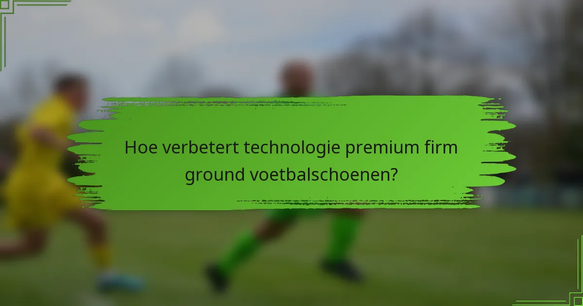 Hoe verbetert technologie premium firm ground voetbalschoenen?