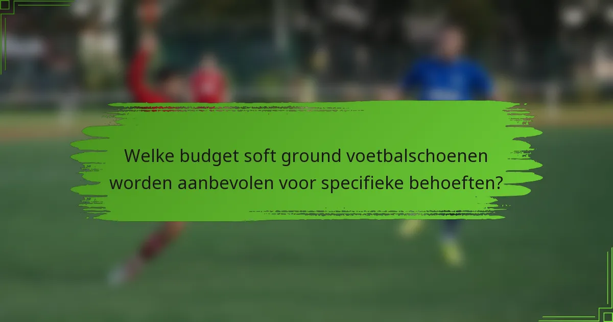 Welke budget soft ground voetbalschoenen worden aanbevolen voor specifieke behoeften?