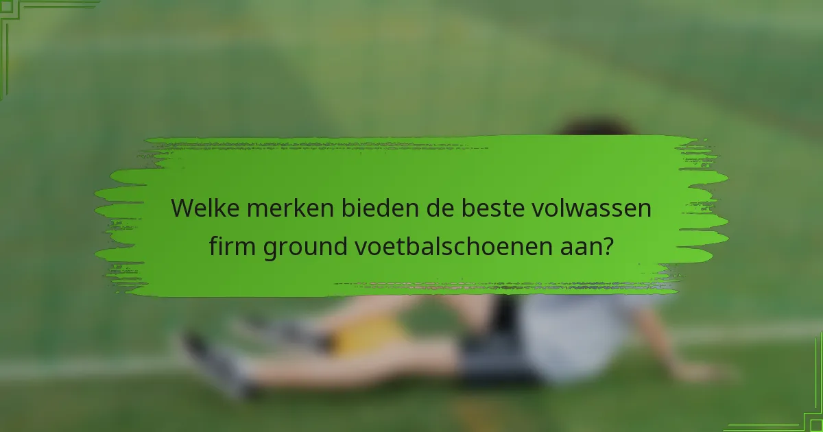 Welke merken bieden de beste volwassen firm ground voetbalschoenen aan?